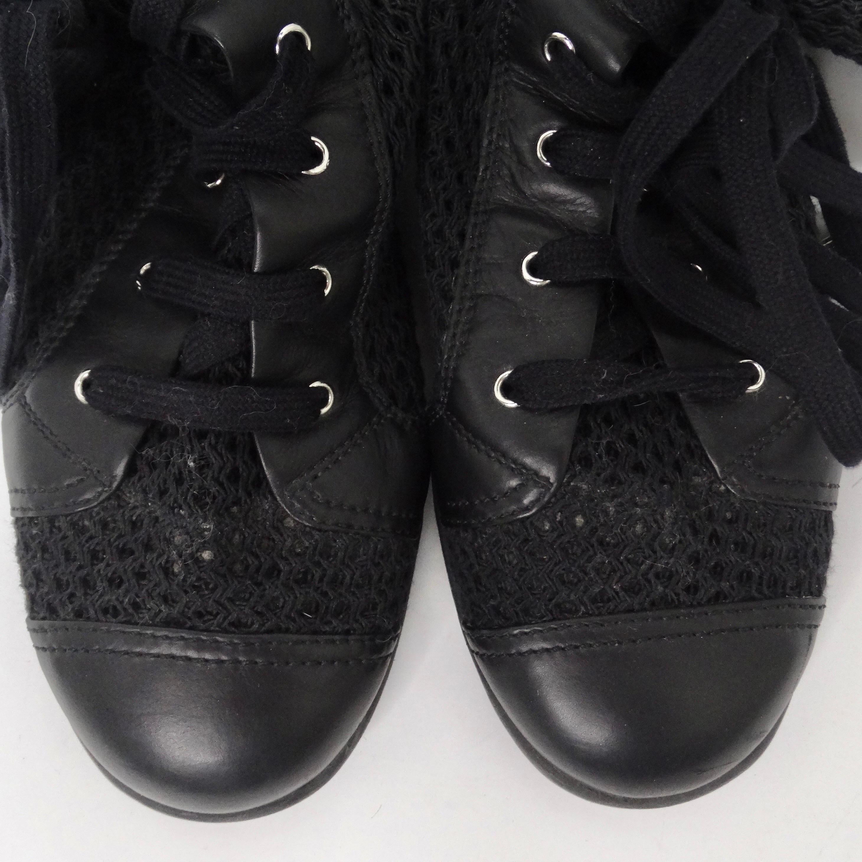 Chanel 1990s Black High Top Sneakers For Sale 2