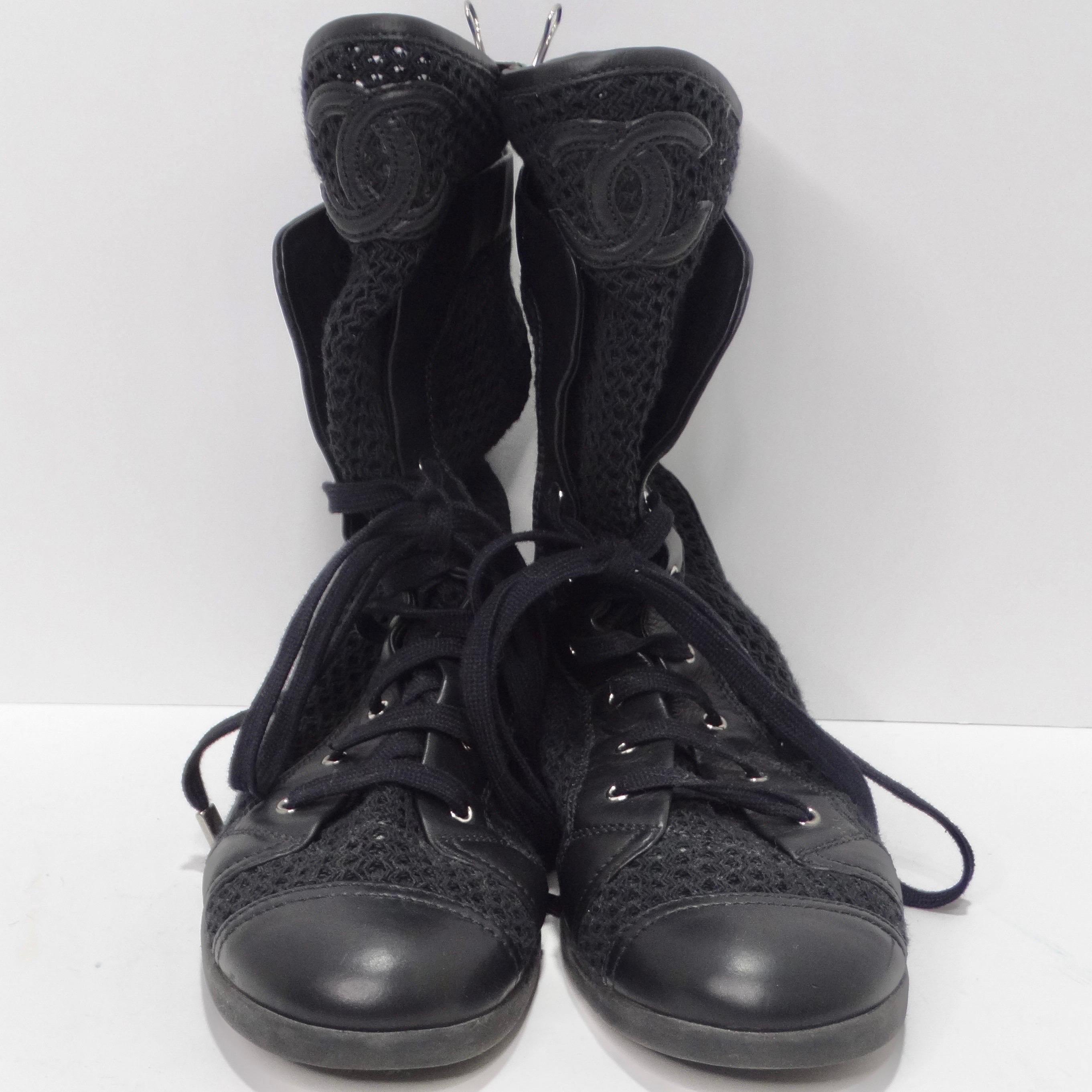 Chanel 1990s Black High Top Sneakers For Sale 4