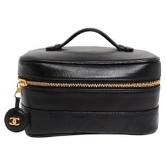 Chanel 1990s Black Quilted Lambskin Vanity Case