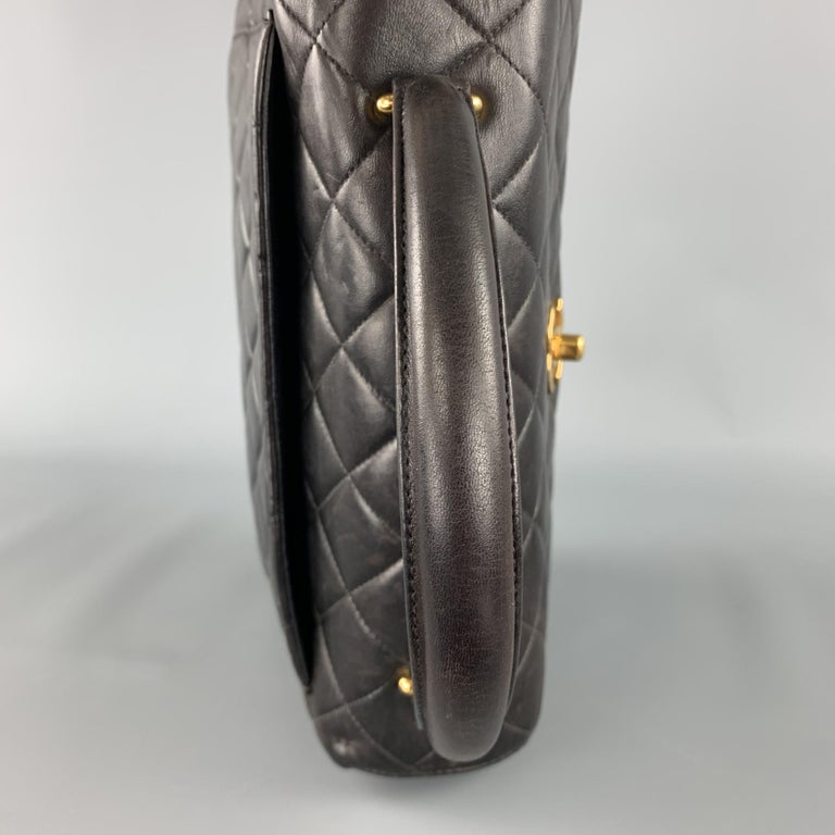 CHANEL 1990&#39;s Black Quilted Leather COCO HANDLE CC Handbag Bag For Sale at 1stdibs