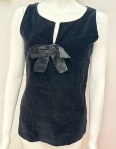 Chanel 1990’s black velvet satin bow tank top by Karl Lagerfeld