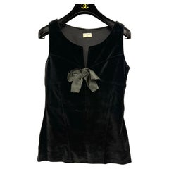 Chanel 1990’s black velvet satin bow tank top by Karl Lagerfeld Chanel 1990’s black velvet satin bow tank top by Karl Lagerfeld