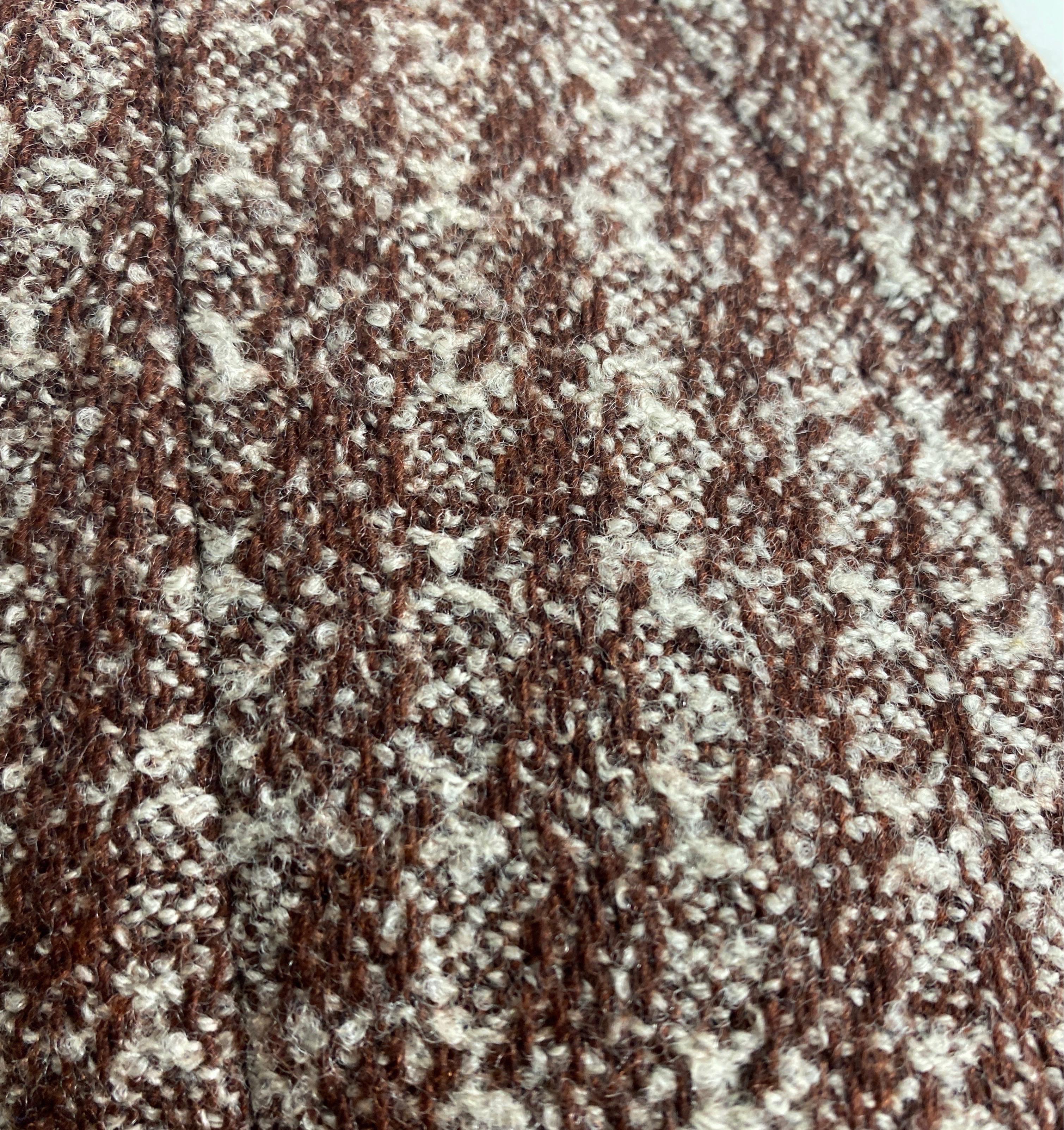Chanel 1990’s Brown and Crème Wool Nailshead Tweed Skirt Suit-size 36 For Sale 3