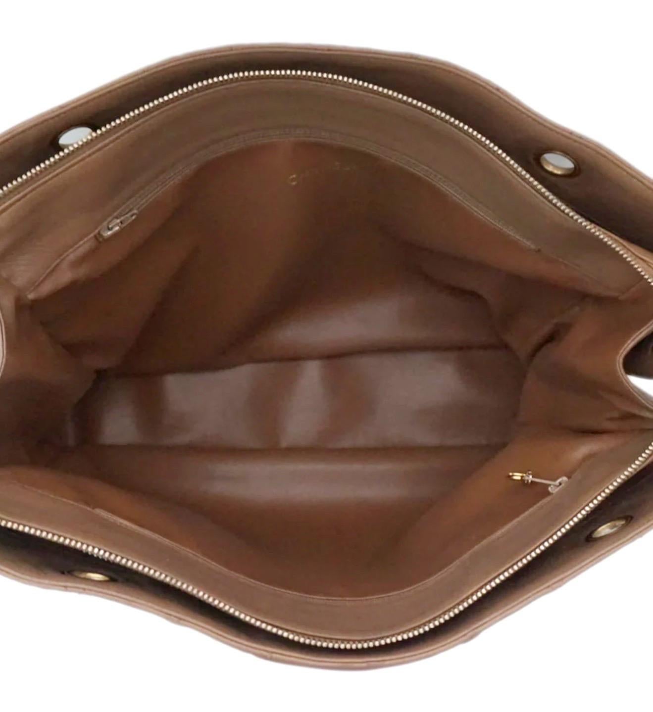 Rare Chanel 1990s Brown Jumbo XL Lambskin Vintage 90s Tote Shoulder Bag Purse For Sale 5