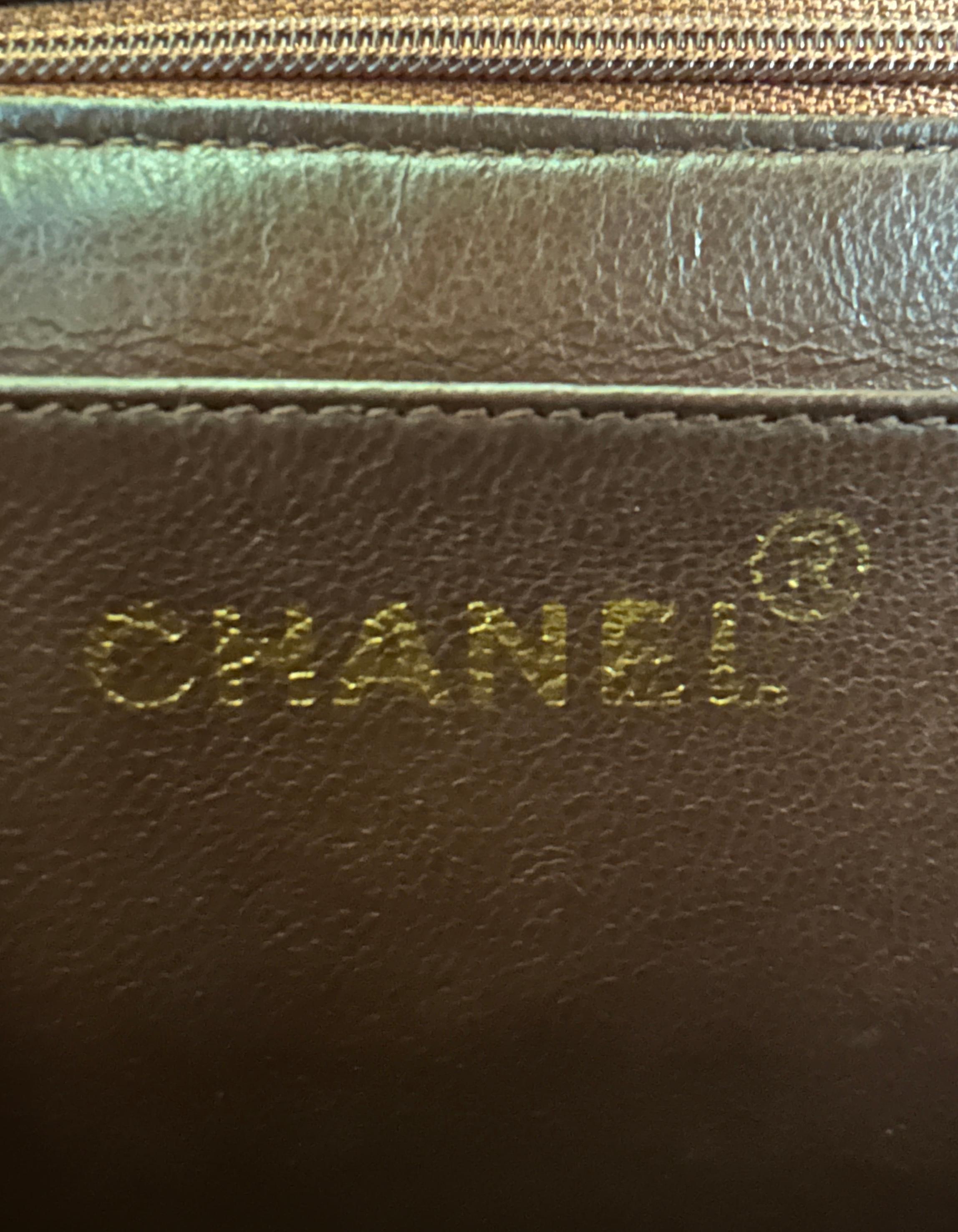 Chanel 1990s Brown Lambskin Leather CC Maxi Flap Messenger Bag 4