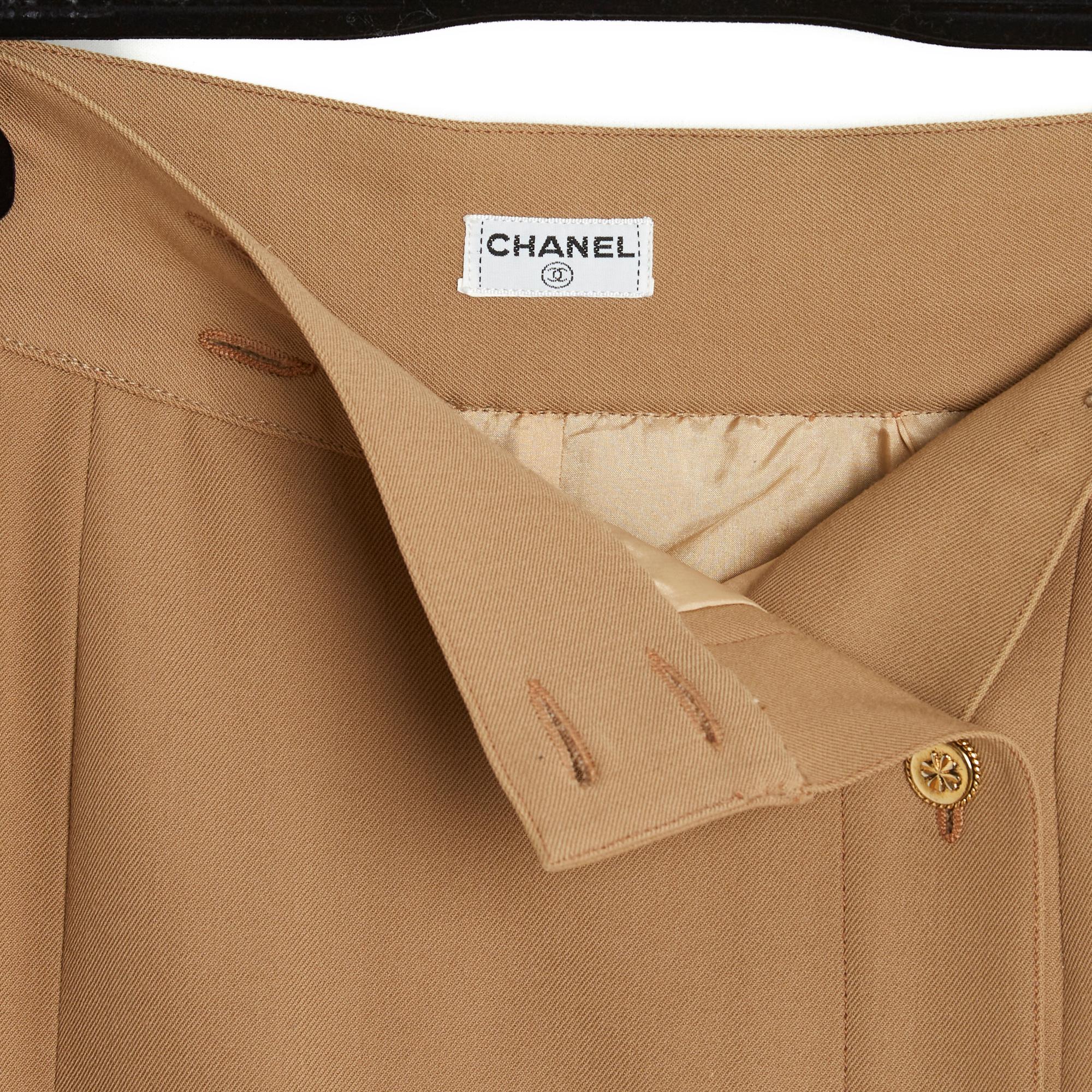 Brown Chanel 1990s Camel Wool Wrap Skirt FR36/38 For Sale