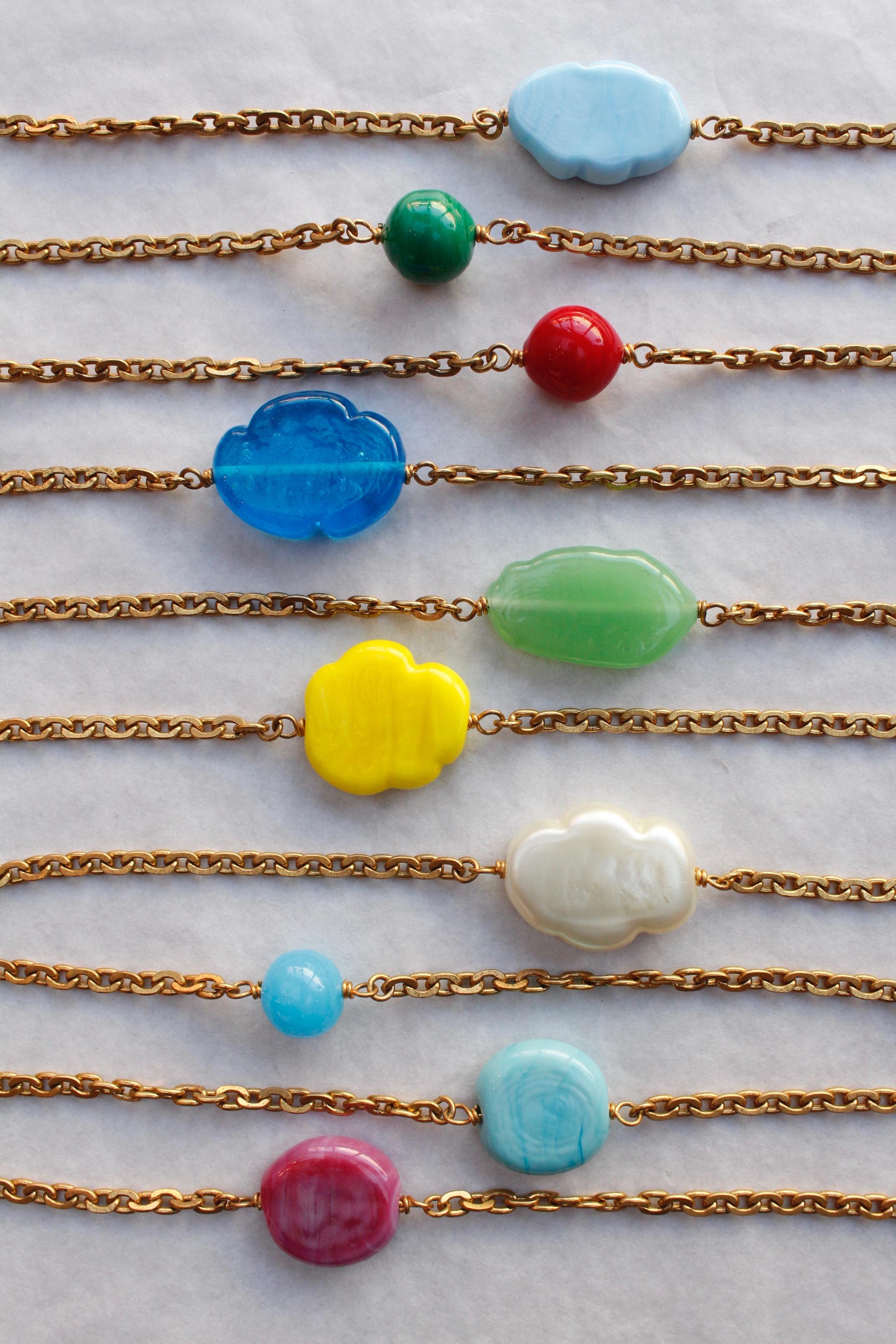CHANEL 1990s Chain necklace with colorful glass paste clouds 2