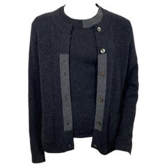 Chanel 1990's Charcoal Grau zwei Tone Kaschmir Pullover Set-Größe 40