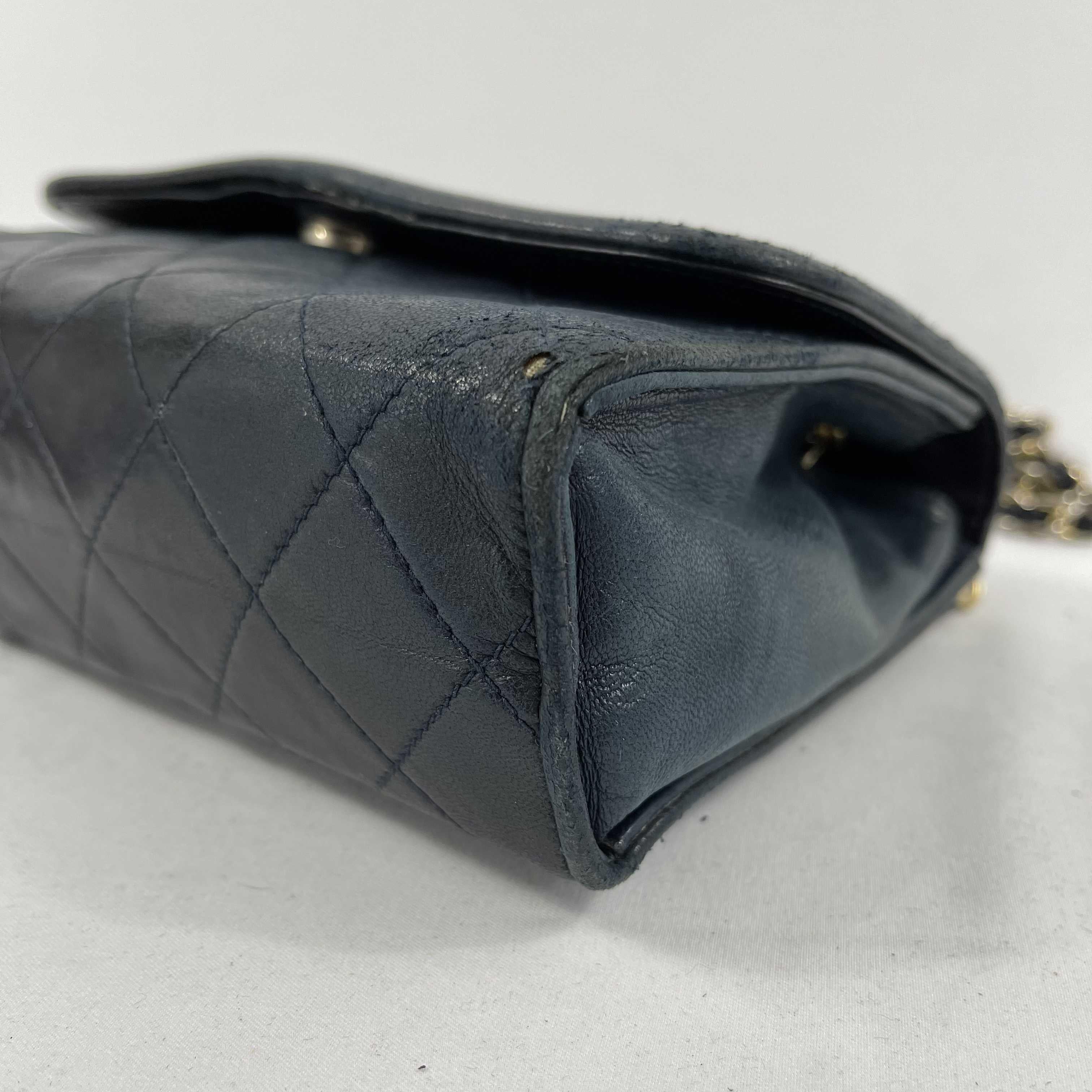 CHANEL 1990s Diamond Quilted Navy CC Tassel Small Shoulder Bag / Crossbody 12