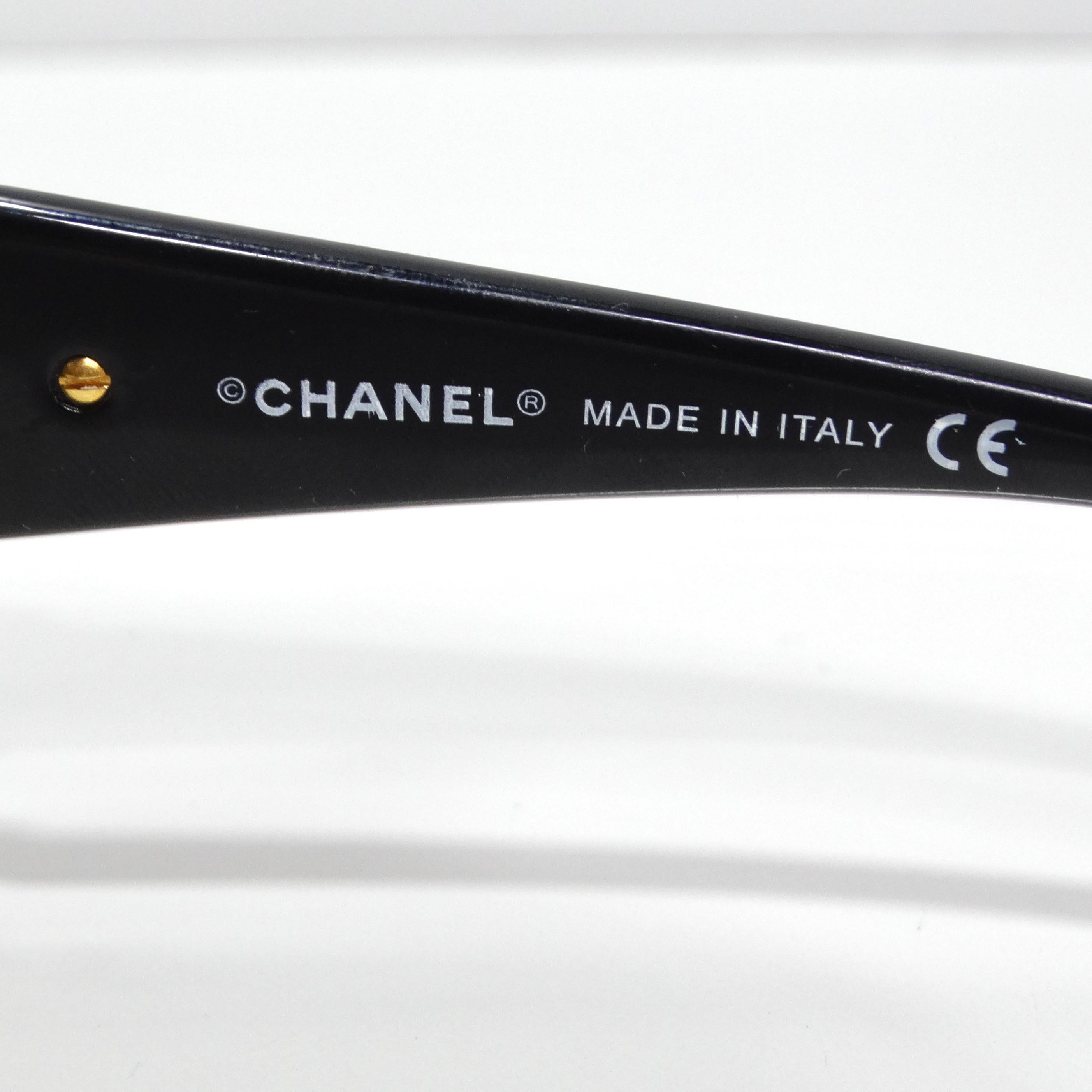 Chanel 1990s Gold Tone Camelia Shield Sunglasses For Sale 3