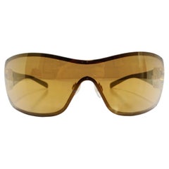 Vintage Chanel 1990s Gold Tone Camelia Shield Sunglasses