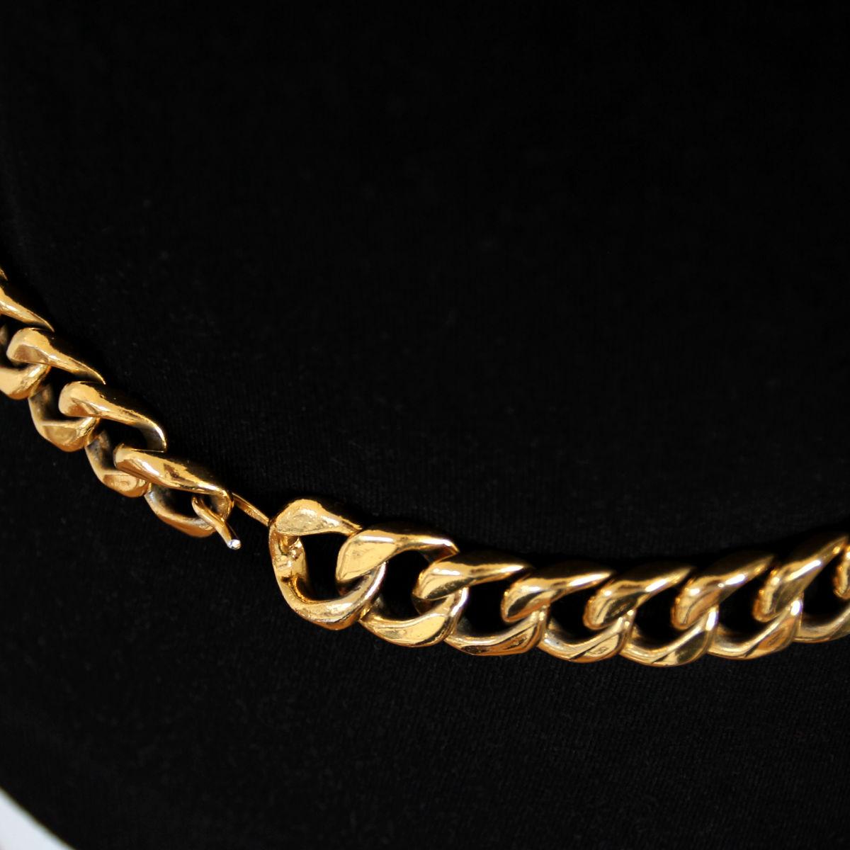 CHANEL 1990s Gold Toned Jumbo Chain Belt / Necklace With Chanel Plaque 4