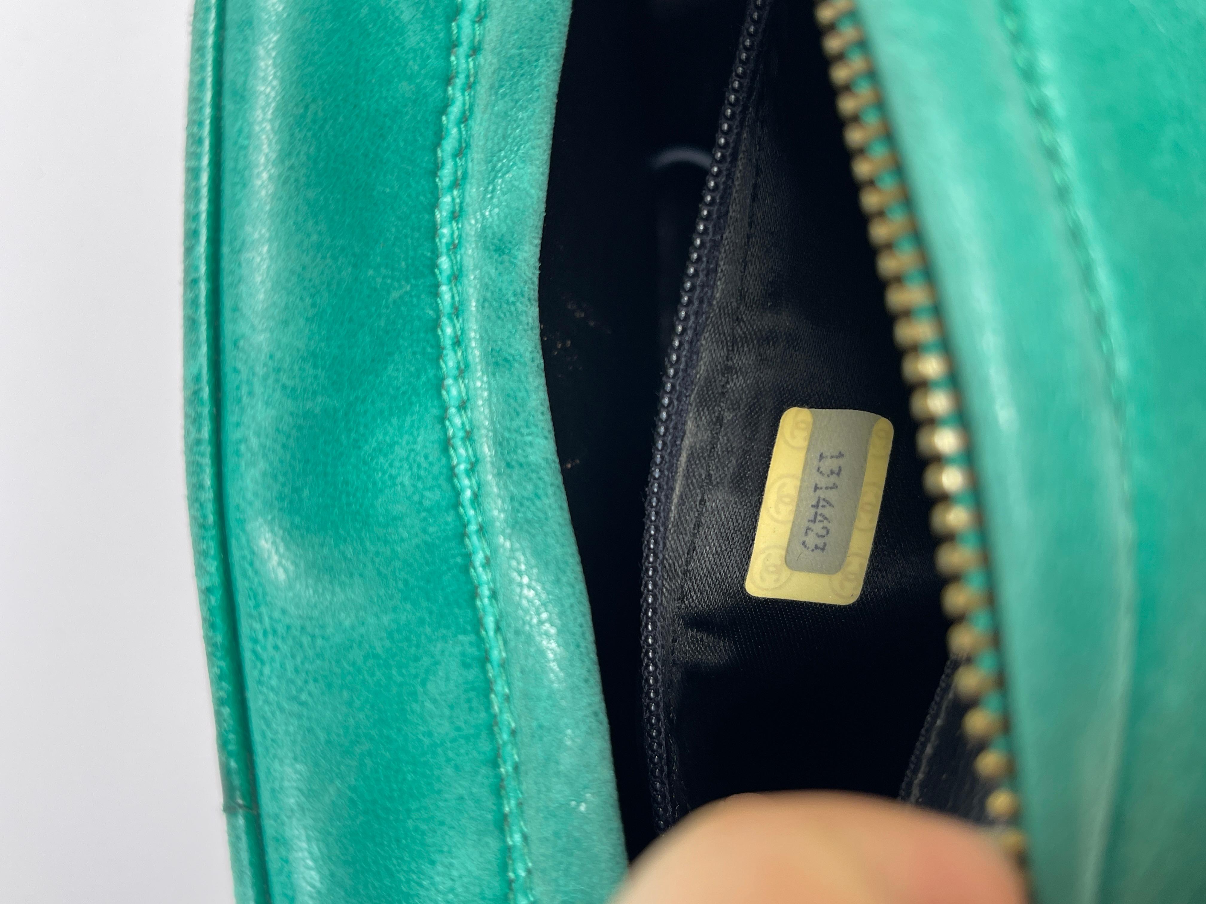 Chanel 1990's Green Lambskin Tassel Caviar CC Pocket Camera Bag 6