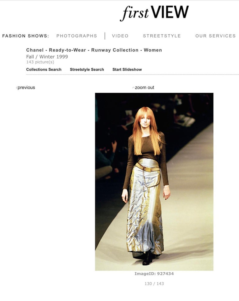 Chanel Runway Fall 1999 Grey Iridescent Quilted Maxi Formal