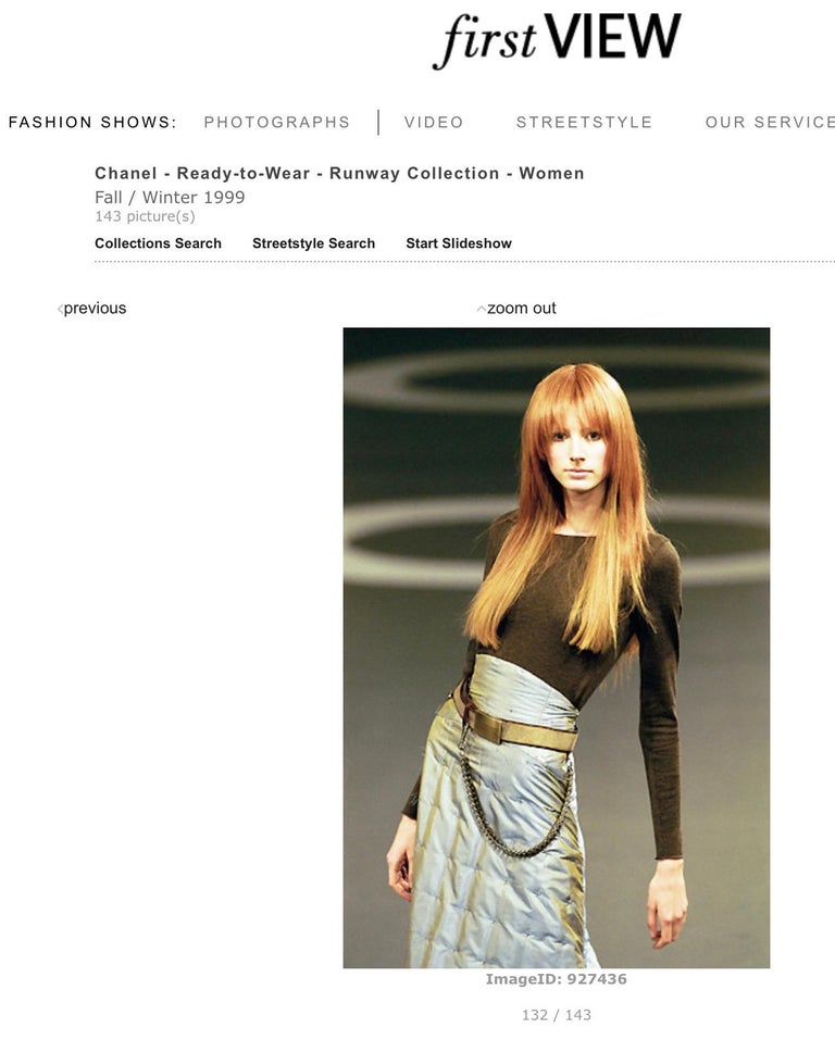 Chanel Runway Fall 1999 Grey Iridescent Quilted Maxi Formal