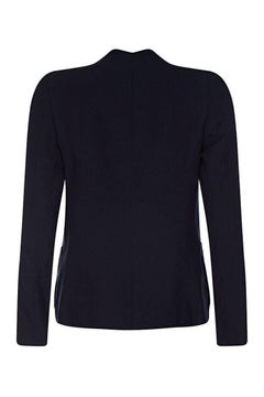 Chanel 1990s Haute Couture Navy Silk and Linen Blend Blazer