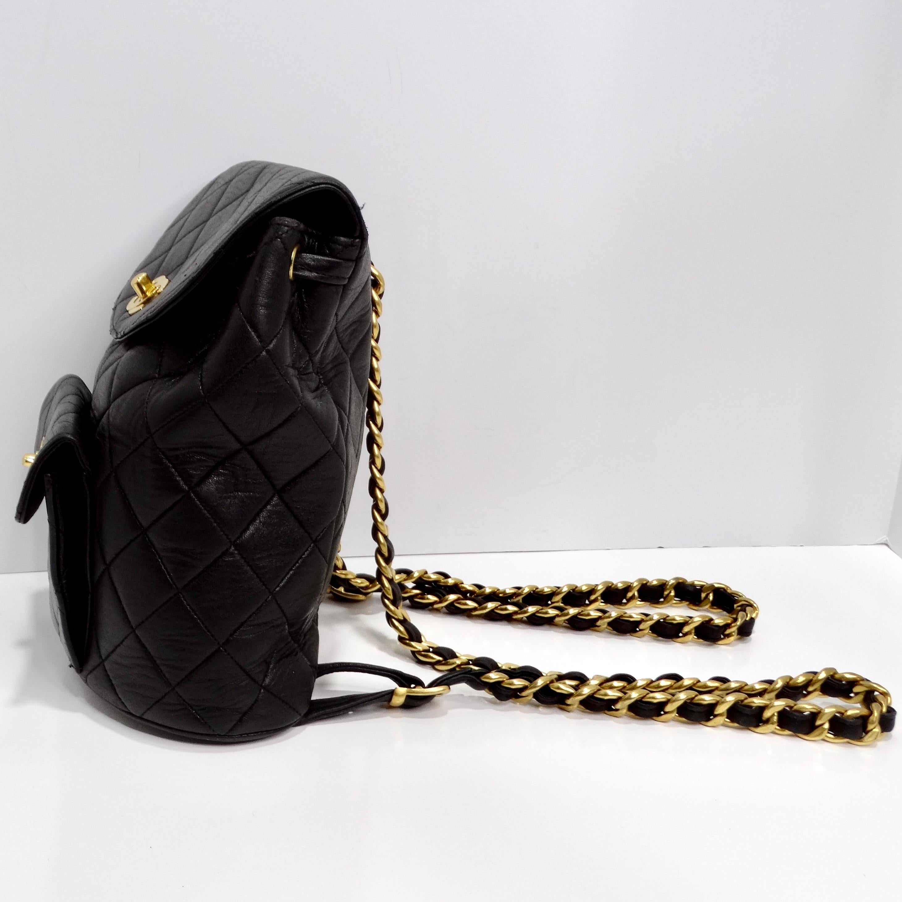 Chanel 1990s Lambskin Quilted Backpack For Sale 6