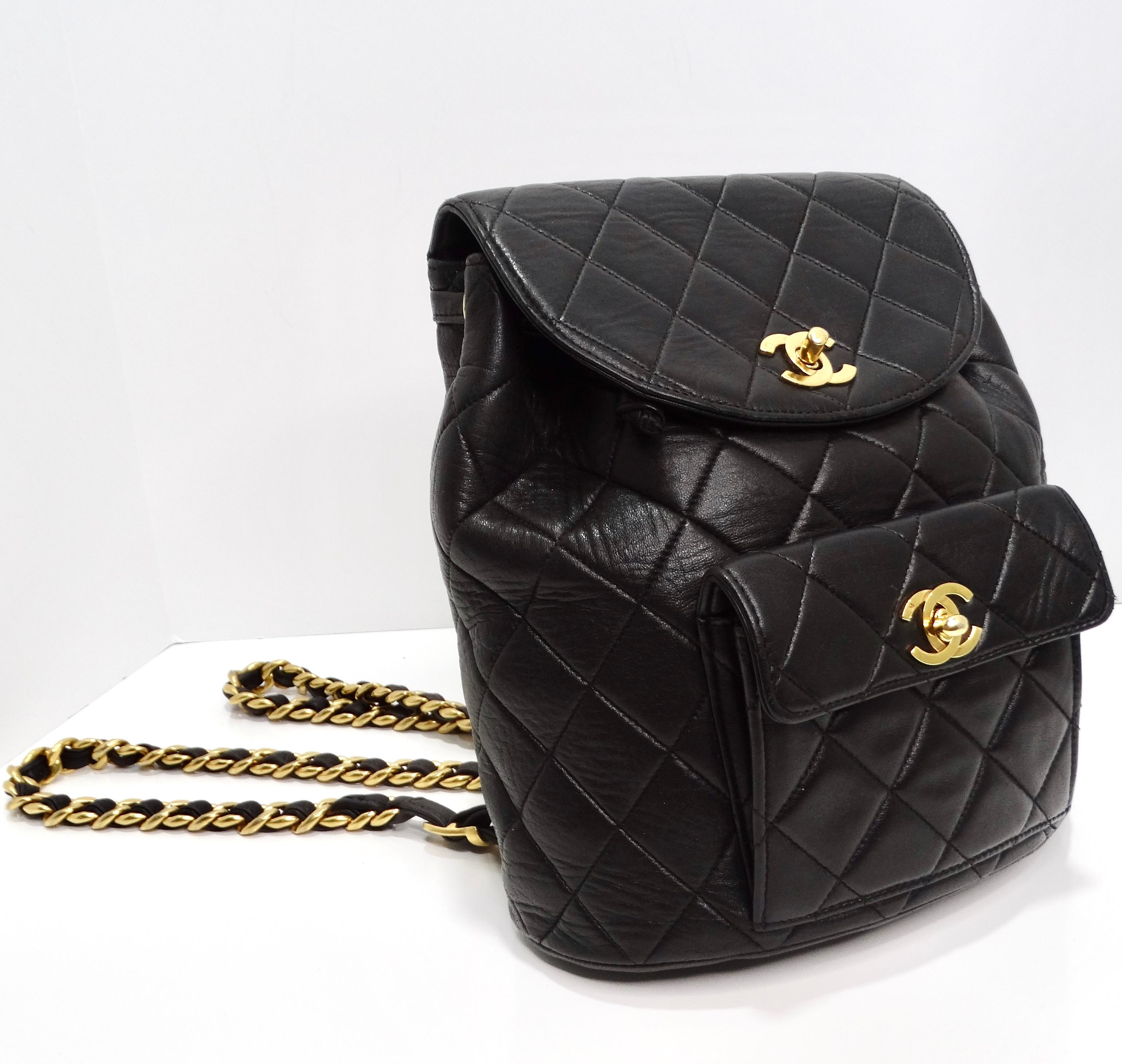 Chanel 1990s Lambskin Quilted Backpack In Excellent Condition For Sale In Scottsdale, AZ