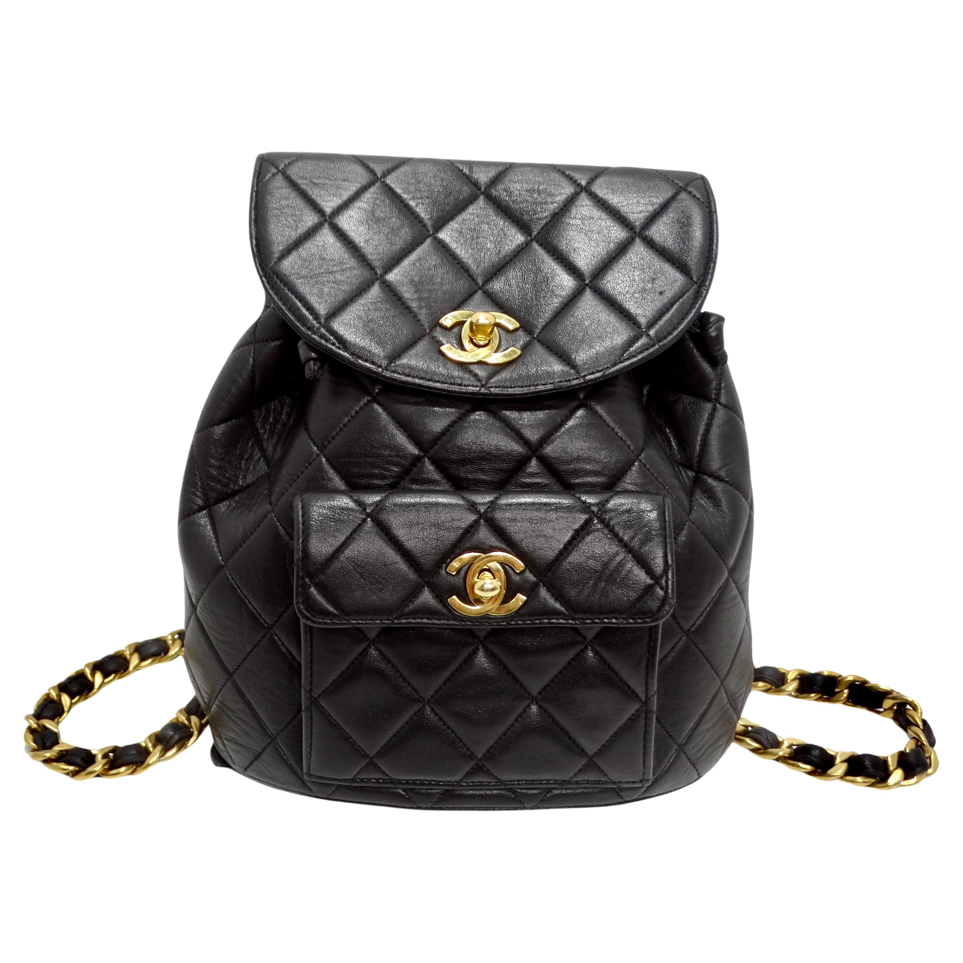 Chanel 1990s Lambskin Quilted Backpack For Sale