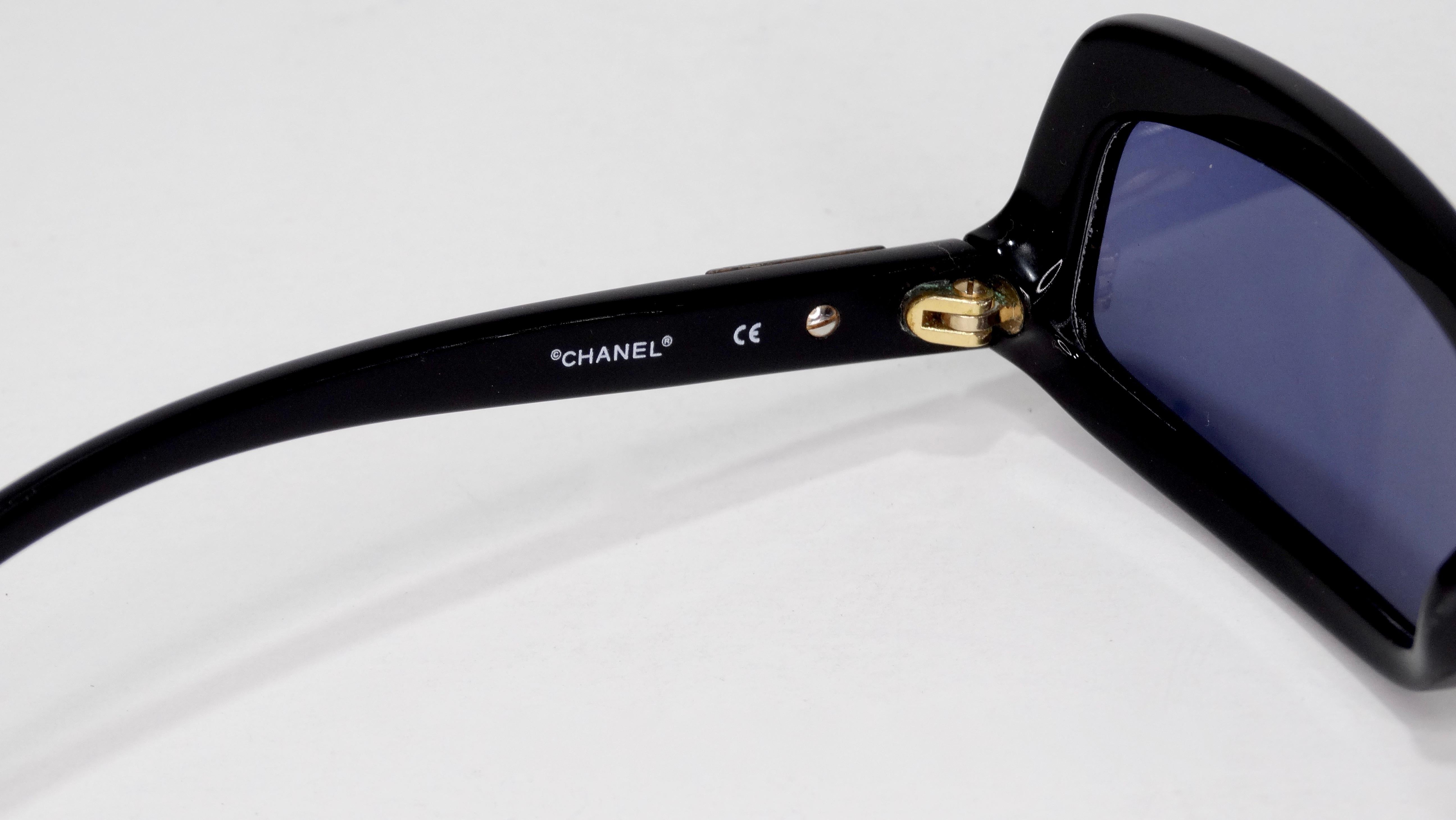 Black Chanel 1990s Logo Sunglasses