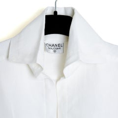 Chanel 1990s Mariniere Lin Blanc FR40 Oversized White Linen Top Blouse UK12 US10