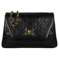 Chanel 1990s Navy Lambskin Quilted CC Tiwstlock Flap Bag