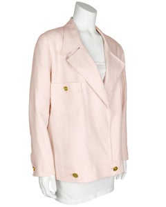 Chanel 1990's Pale Pink Linen Bomber Style Jacket