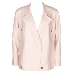 Chanel 1990's Pale Pink Linen Bomber Style Jacket