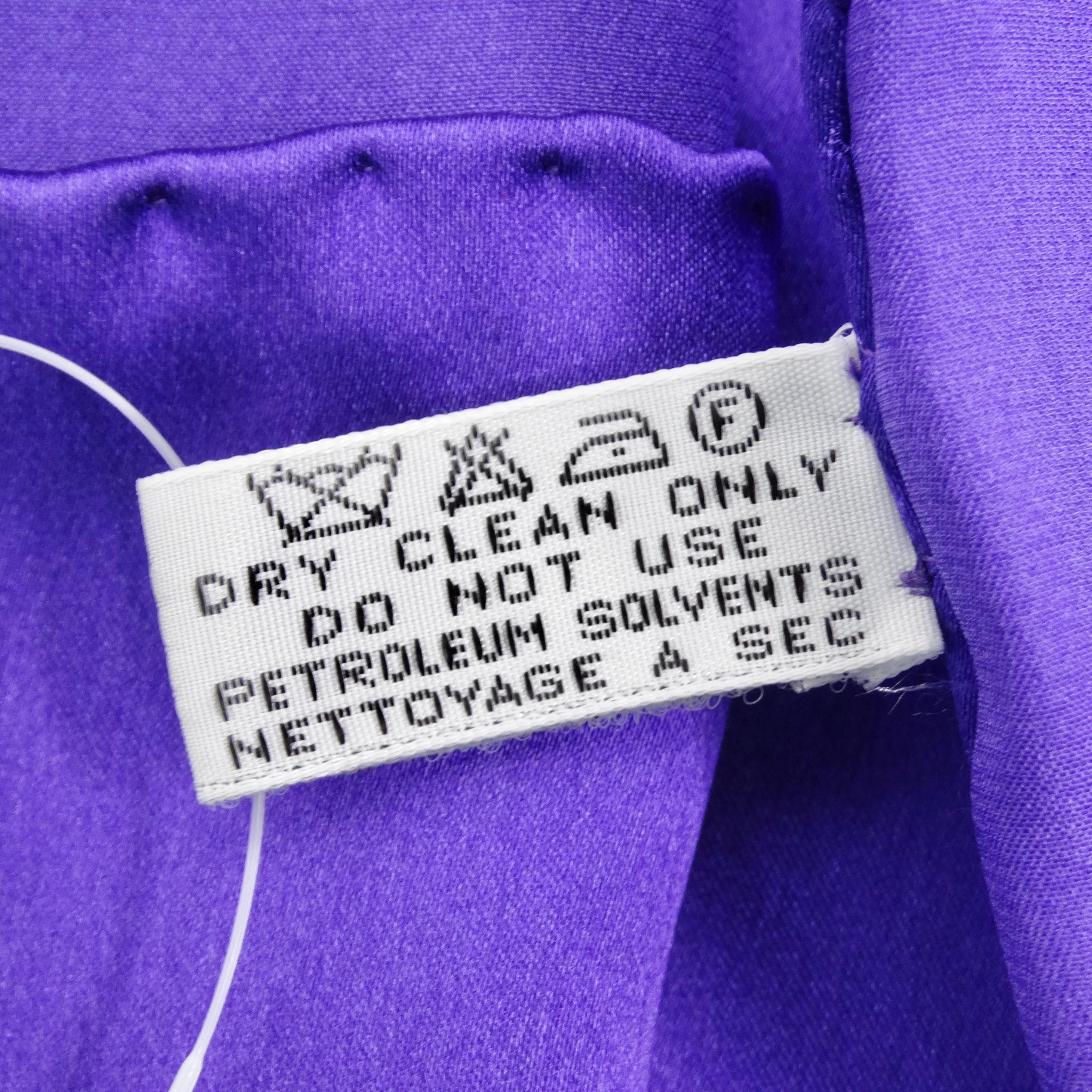 Chanel 1990s Purple Logo Printed Silk Scarf For Sale 5