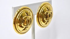 Chanel 1990's 'Quilted' Gold Earrings