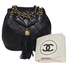 Chanel 1990s Quilted Lambskin Tassel Flap Shoulder Bag