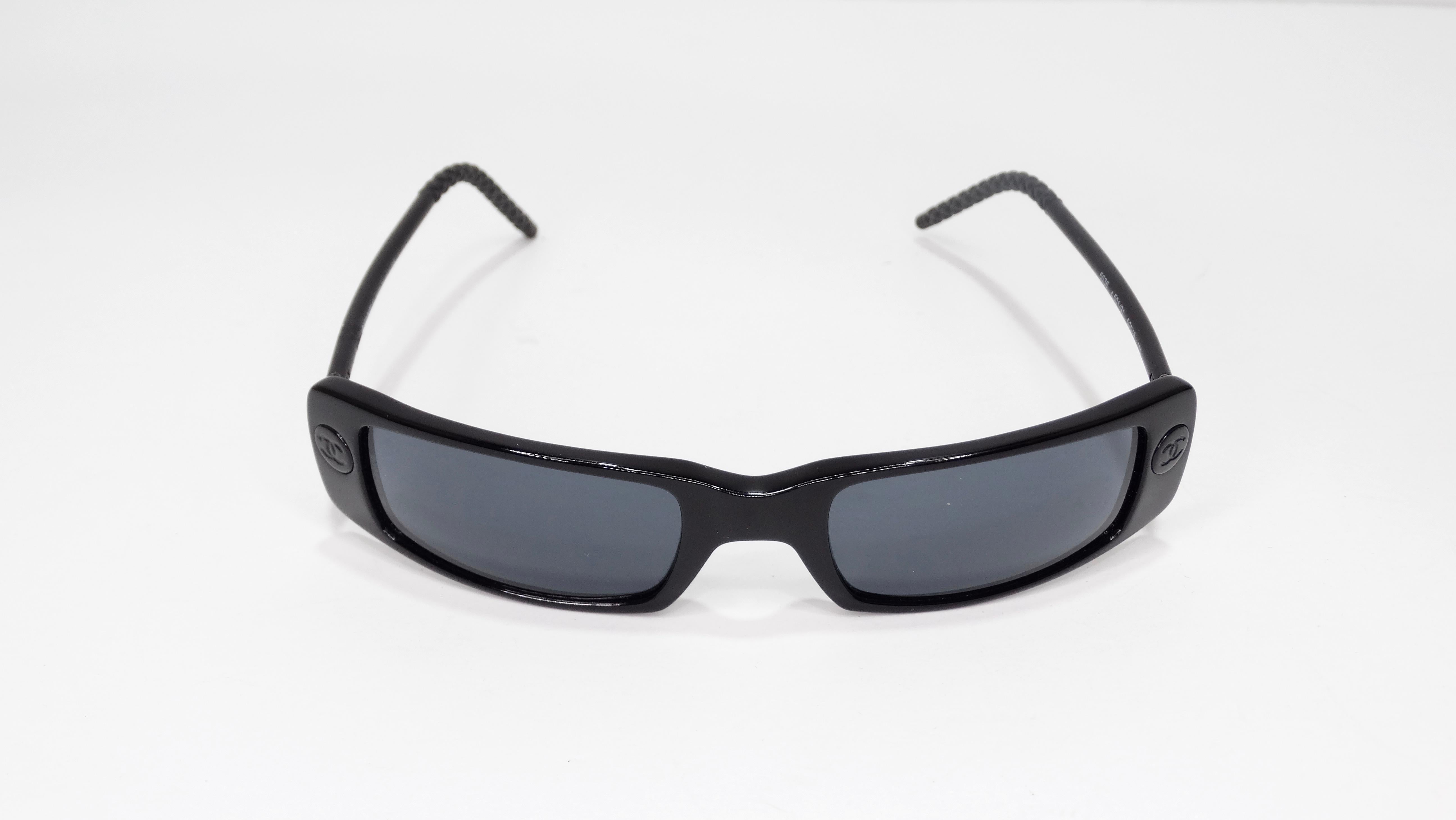 Gray Chanel 1990s Rectangle Sunglasses