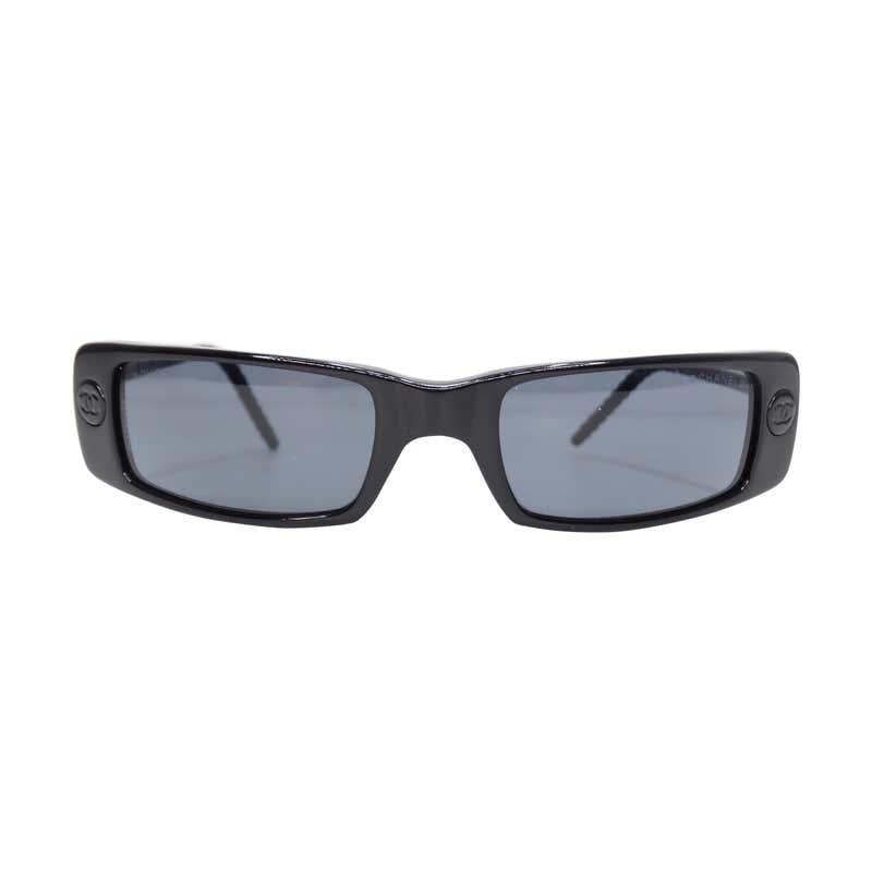 Chanel Black and White Logo Sunglasses at 1stDibs