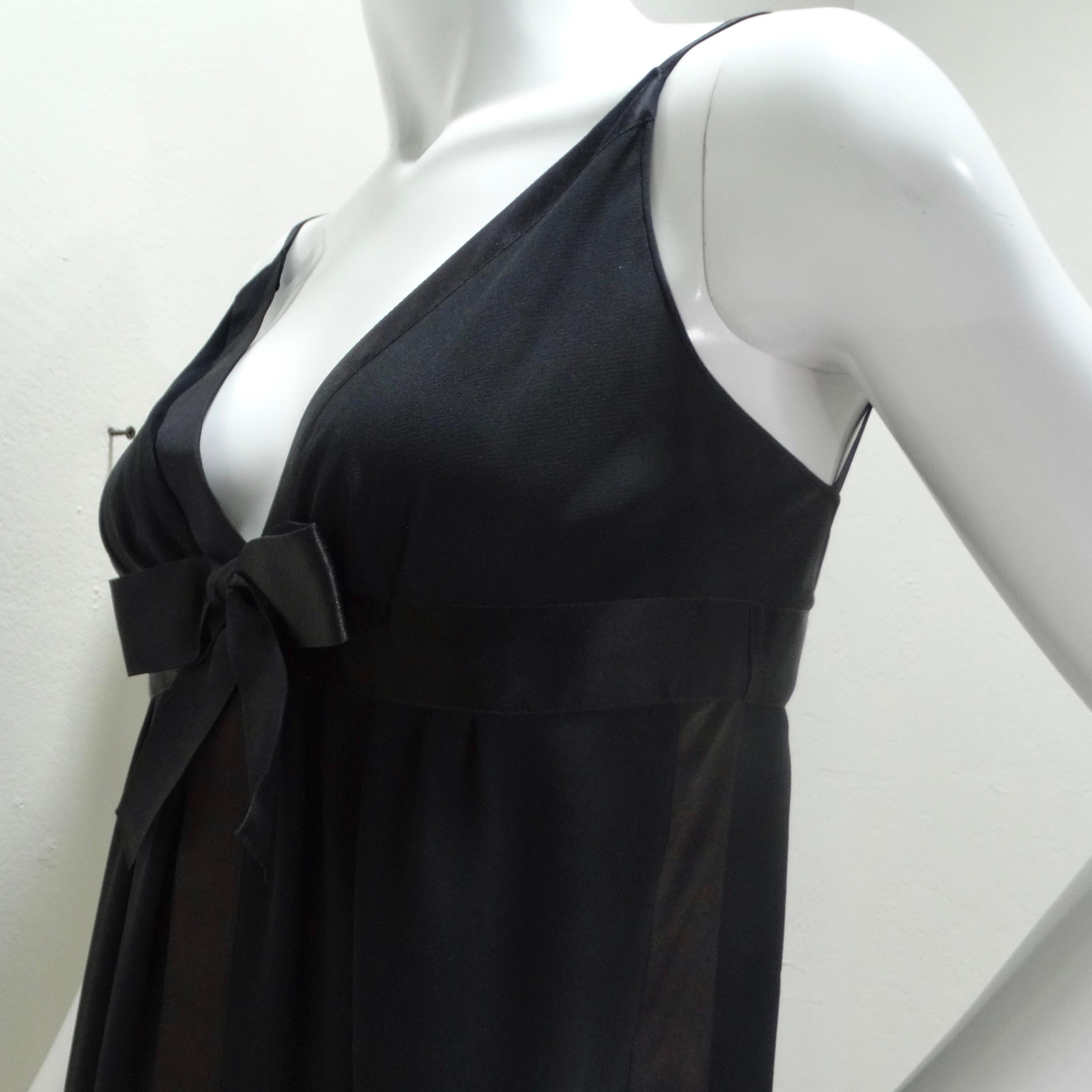 Chanel 1990s Silk Bow Motif Little Black Dress For Sale 6