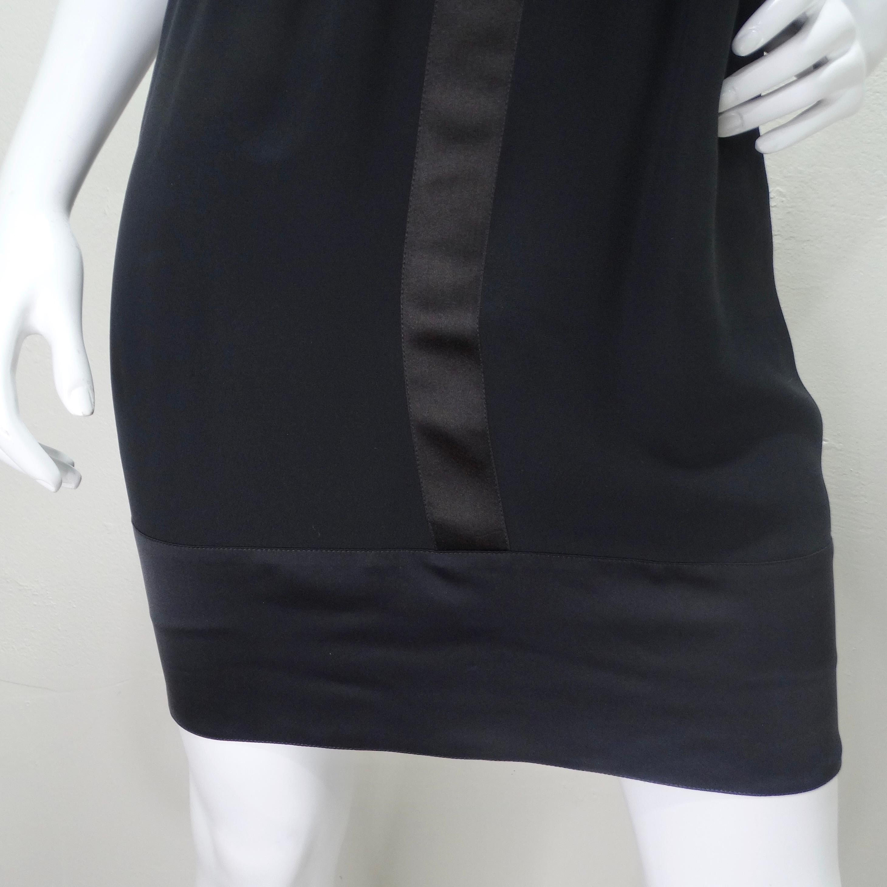 Chanel 1990s Silk Bow Motif Little Black Dress For Sale 1