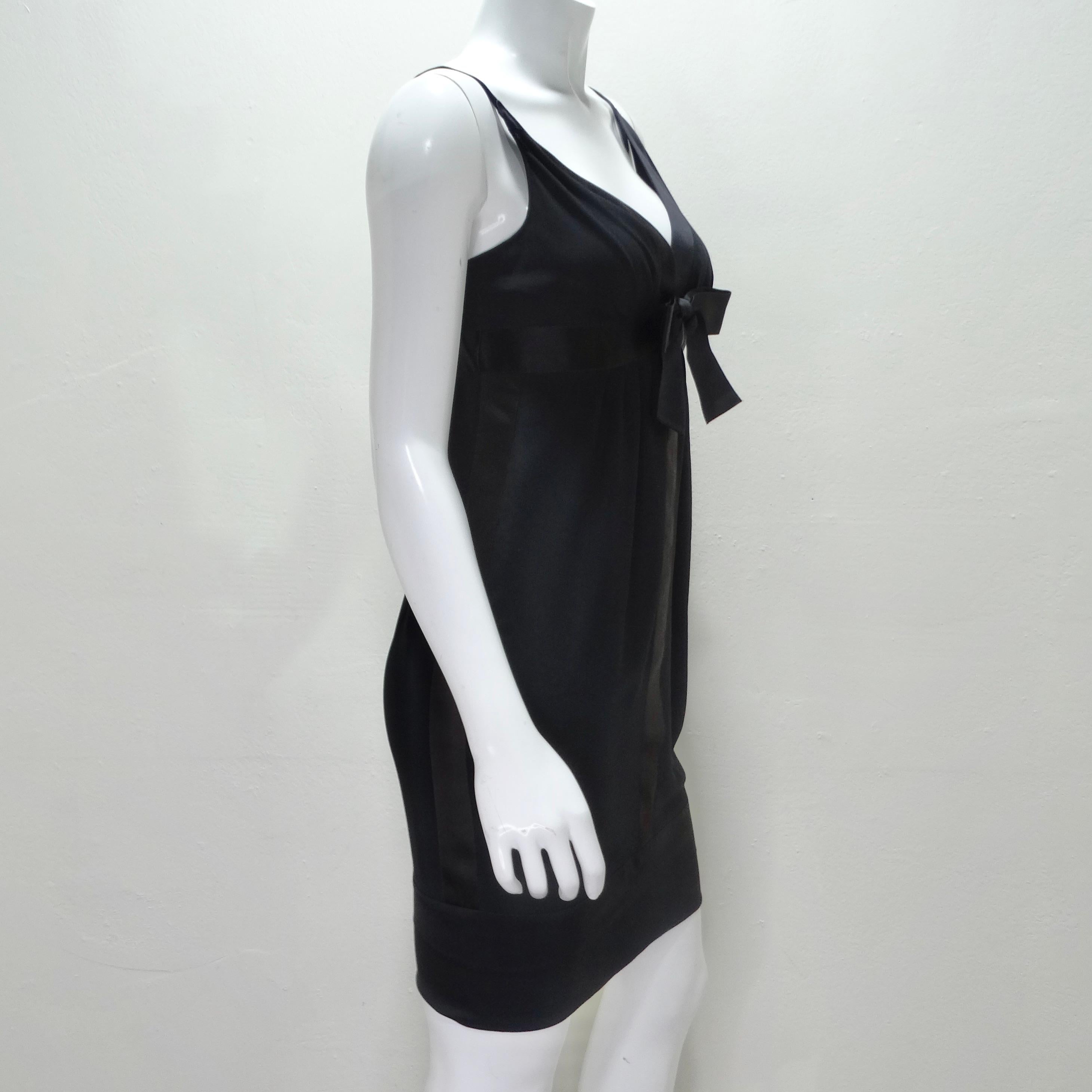 Chanel 1990s Silk Bow Motif Little Black Dress For Sale 2