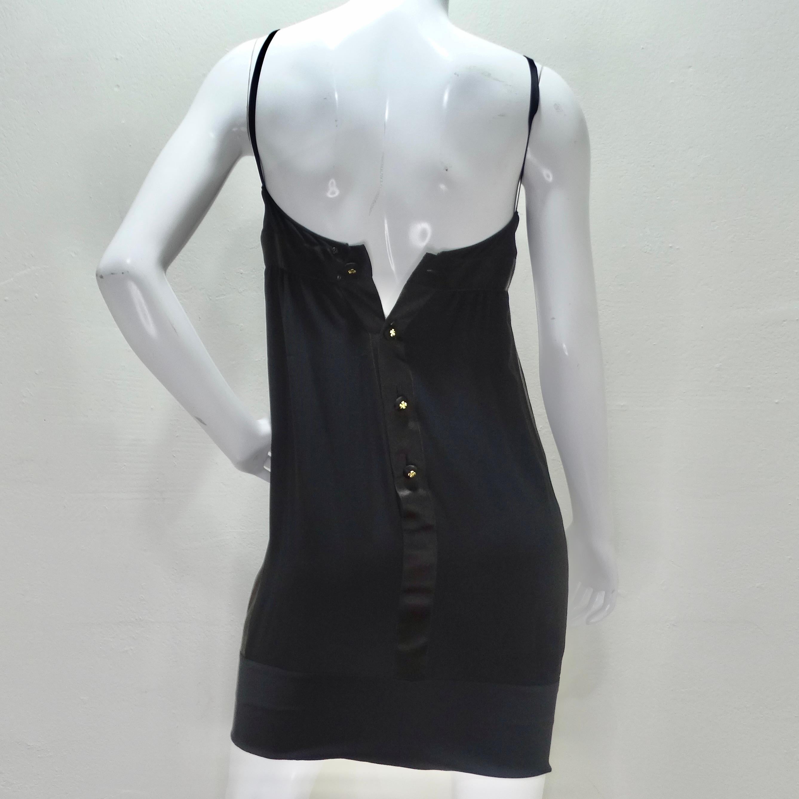 Chanel 1990s Silk Bow Motif Little Black Dress For Sale 4