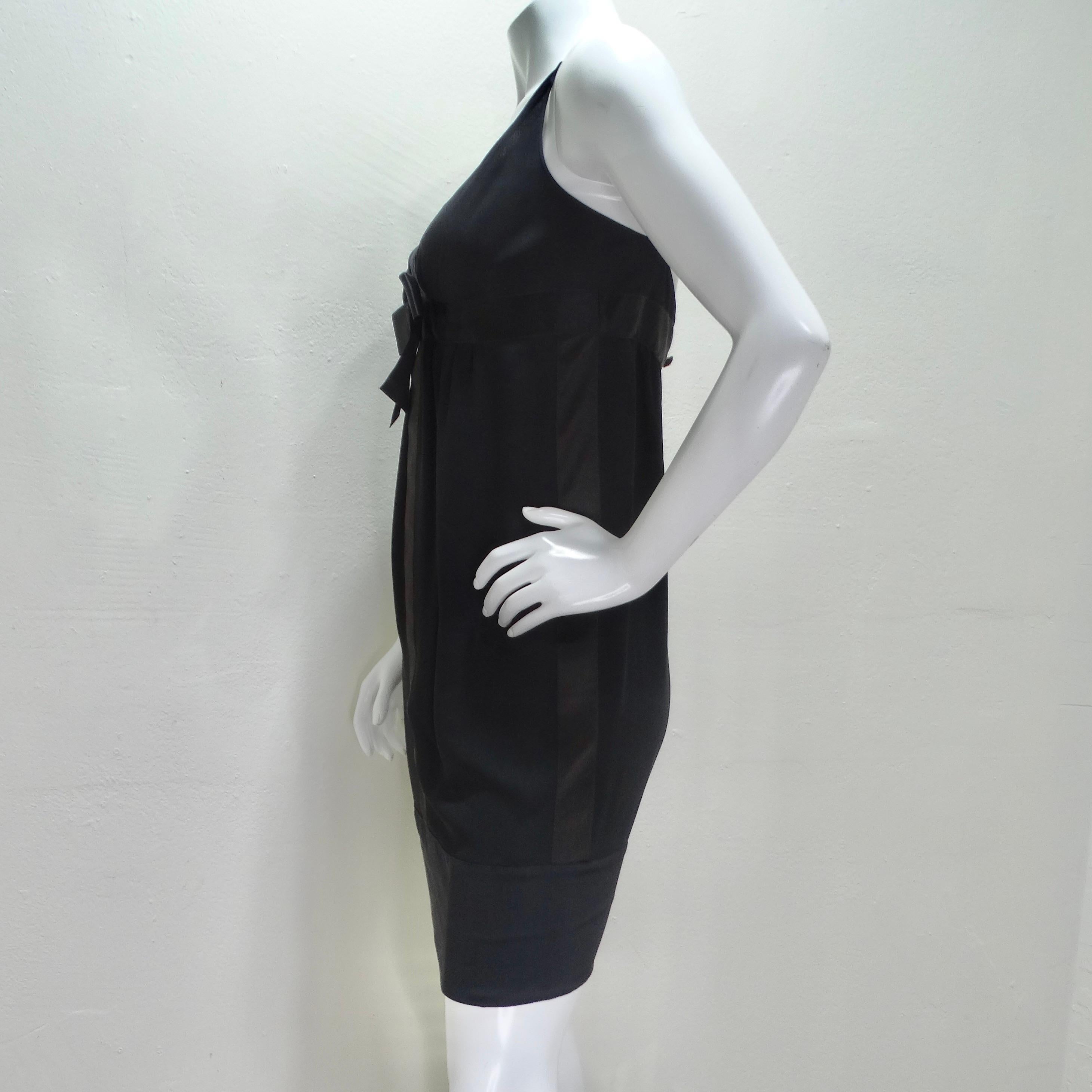 Chanel 1990s Silk Bow Motif Little Black Dress For Sale 5