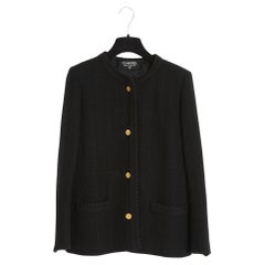 Chanel 1990s Veste FR38 Black Tweed Classic CC Jacket UK10 US8