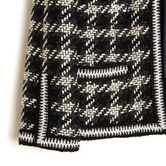 Chanel 1990s Veste Laine FR40 Black White Houndstooth Iconic Jacket UK12 US10