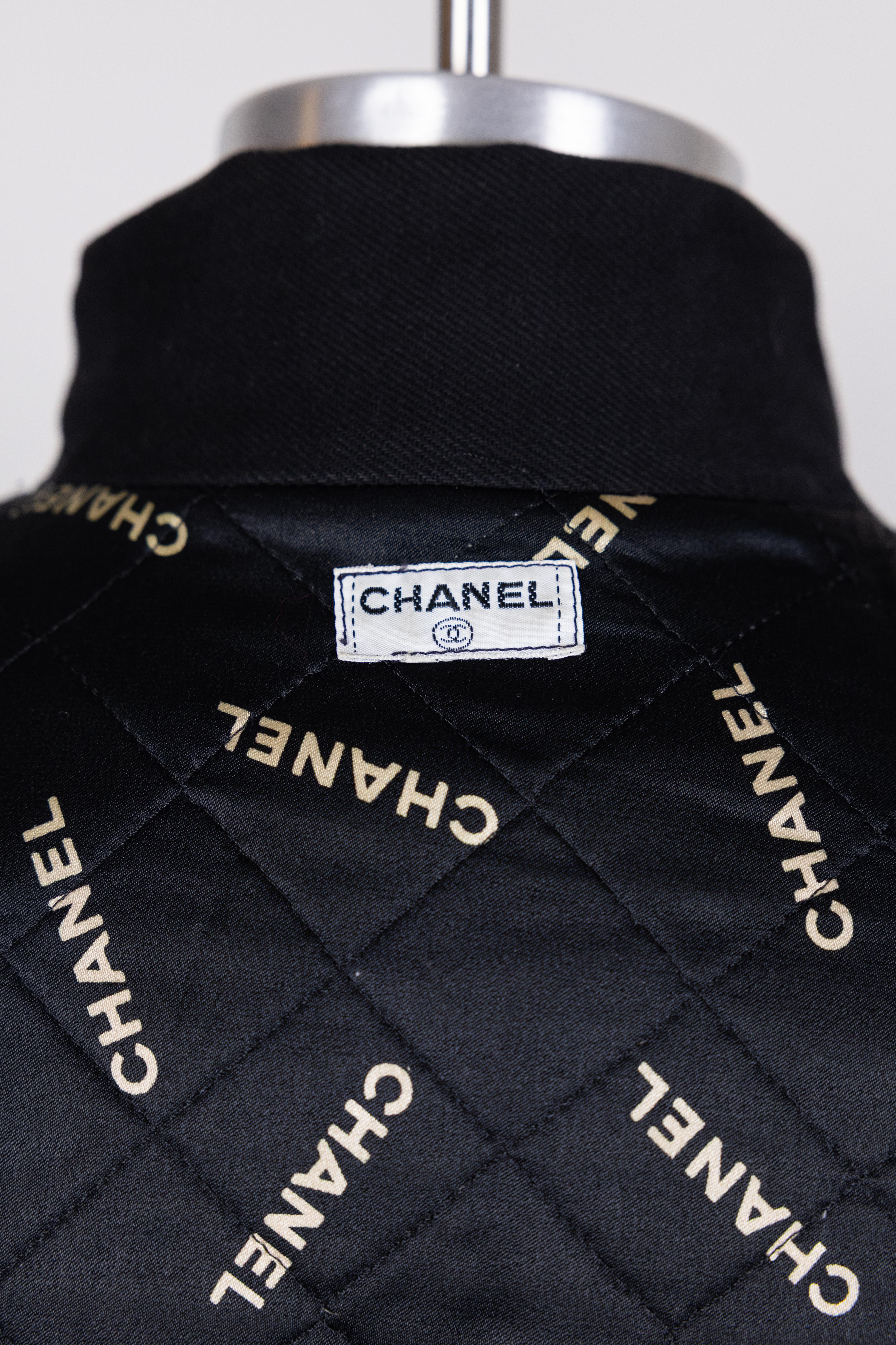 Chanel 1990s Vintage Black Denim Jacket For Sale 9