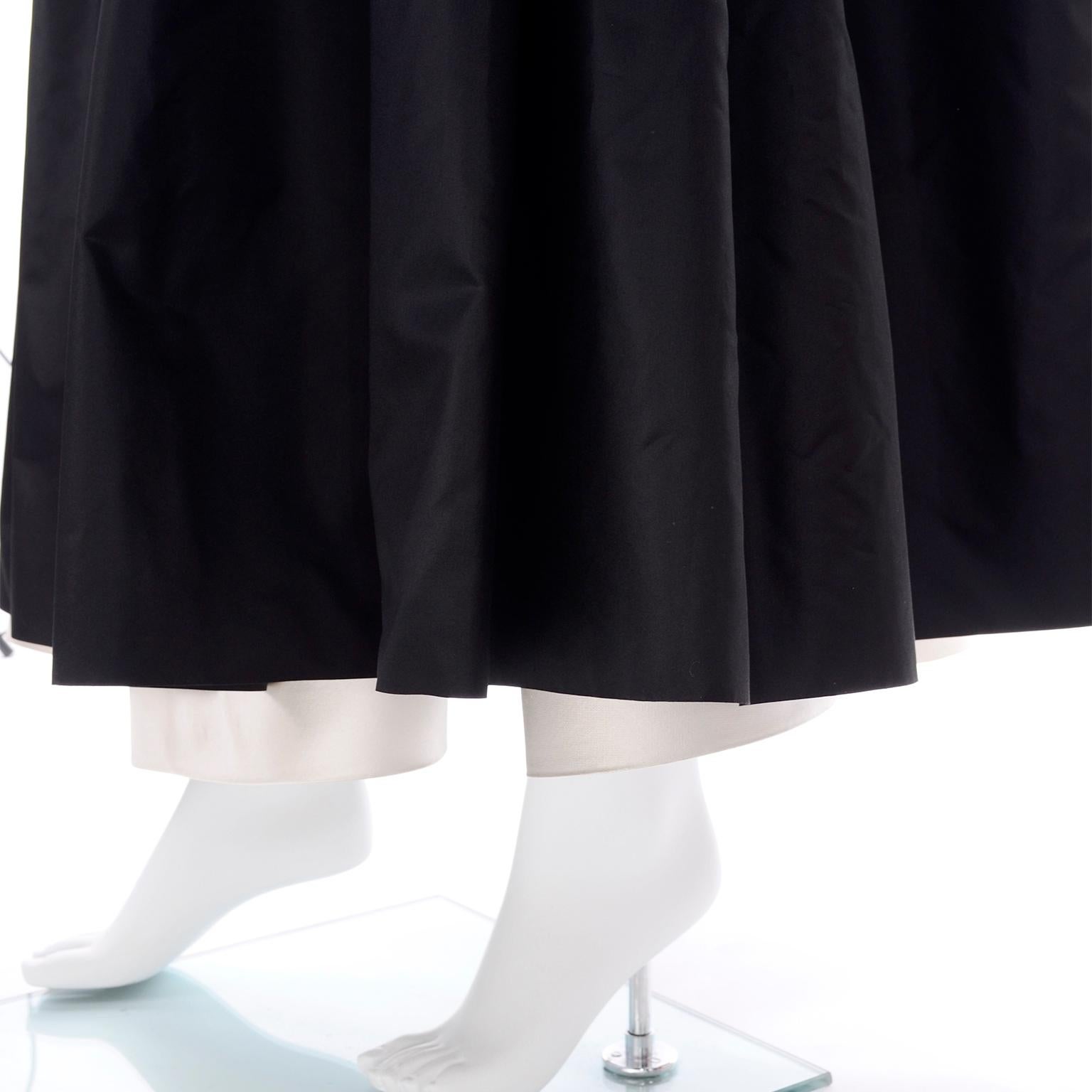 Chanel 1990's Vintage Black Strapless Tuxedo Style Dress W Ivory Silk Trim  3