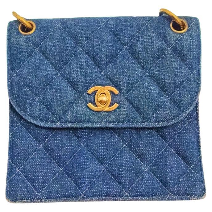 Chanel 1990s Vintage Blue Denim Mini Shoulder Bag