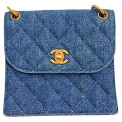 Chanel 1990s Vintage Blue Denim Mini Shoulder Bag