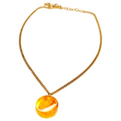 Chanel 1990s Vintage CC Camelia Pendant Necklace.  Spring 1998.