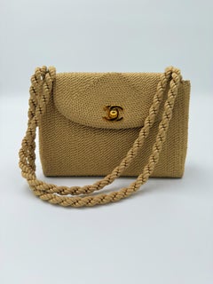 Chanel 1990s Vintage Gold gewebte Umhängetasche Mini