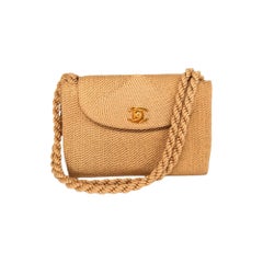 Chanel 1990s Vintage Gold Woven Shoulder Bag Mini