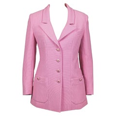 Chanel 1990s Used Pink Logo Buttons Jacket