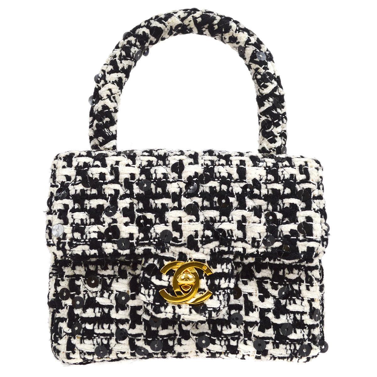 Chanel 1991-1994 Classic Flap Handbag Micro Tweed