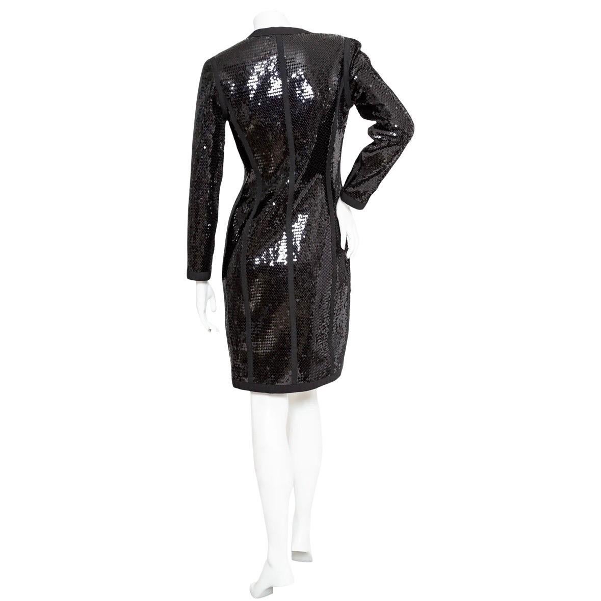 Chanel 1991 Black Sequin Scuba Dress 1